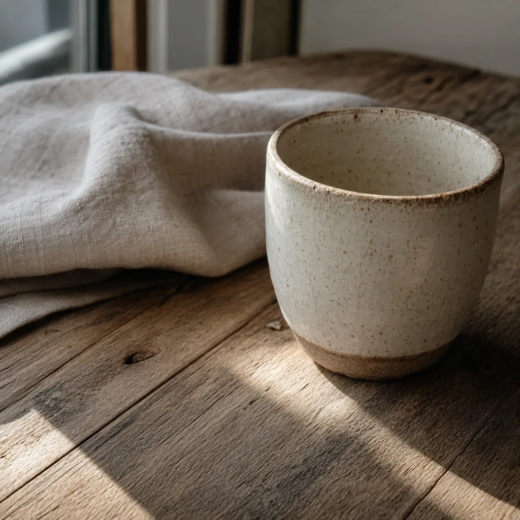 테이블과 세라믹 재질감을 보여주는 이미지